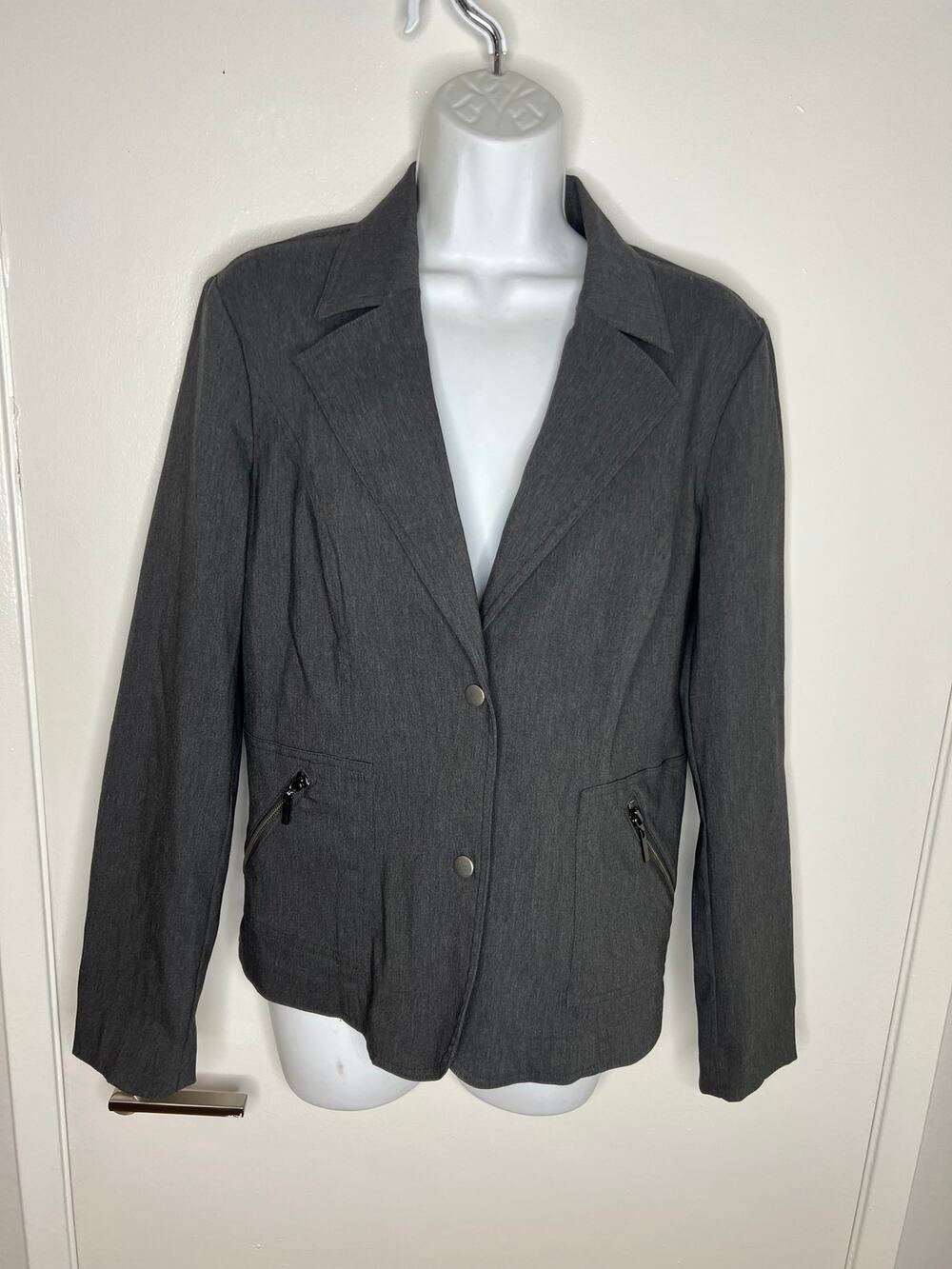Mixit Women's Stretch Zipper Accent Blazer Jacket Grey ~ Size 10